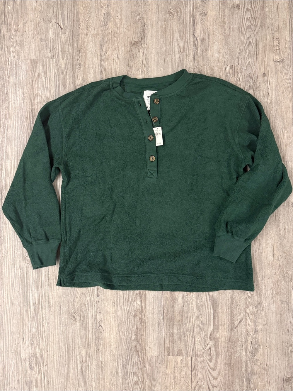 aerie Dark Green V-Neck Henley Sweater